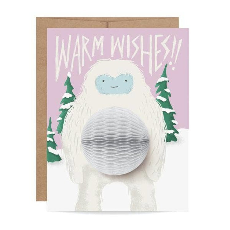 Yeti with Presents Pop-Up Snow Globe Christmas Card