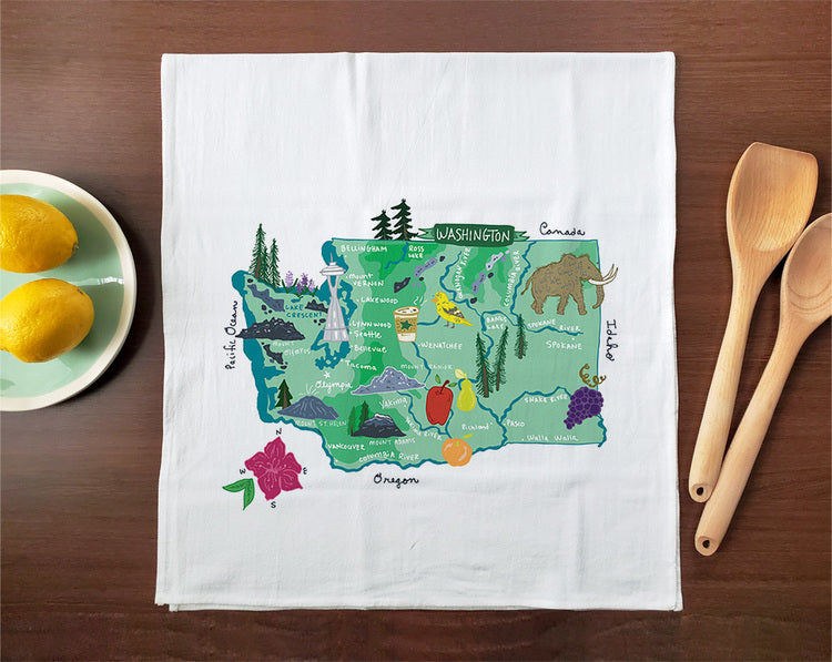 Oregon Map Tea Towel