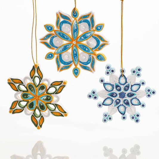 Quilled Snowflake Ornaments, Set of 3