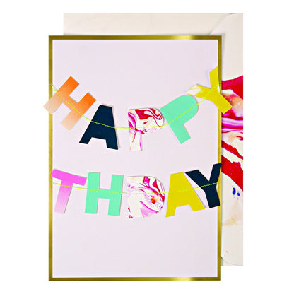 Marble Garland Birthday Card