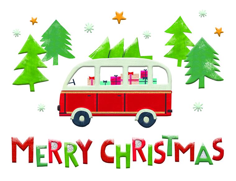 VW Bus Mini Embossed Boxed Holiday Cards