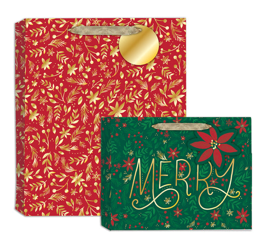 Merry Floral Botanical Holiday Gift Bags