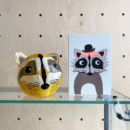 Raccoon Japanese Paper Balloon Card