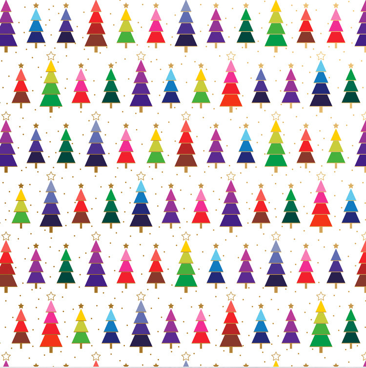 Rainbow Trees Holiday Gift Wrap, 2 Rolls