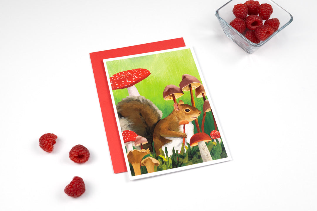 Squirrel and Mushroom Card