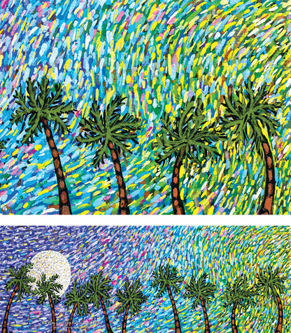 Silhouette Palm Trees Long Mini Card