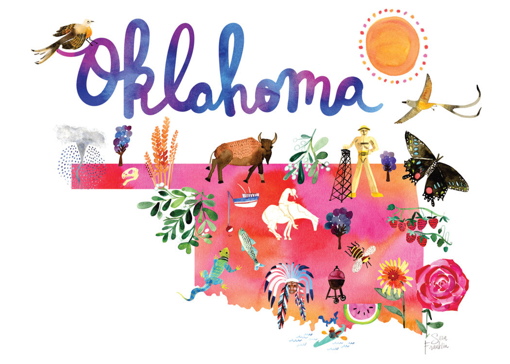 Watercolor USA: Oklahoma Cards