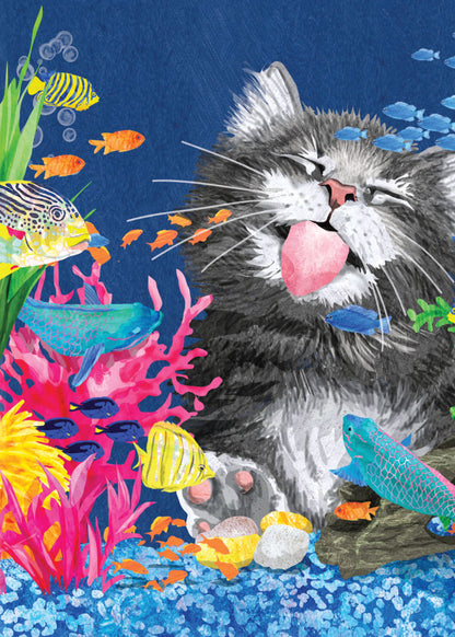 Cat Gone Fishing Birthday Card