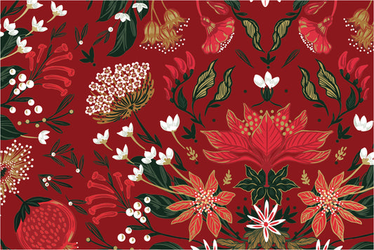 Christmas Garden Red Metallic Wrap, 2 Rolls