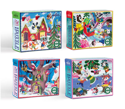 Woodland Holiday Mini Puzzles, Set of 4