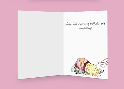 Dying Dinosaur Birthday Card