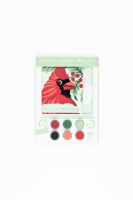 Cardinal with Holly Small Paint-by-Number Kit