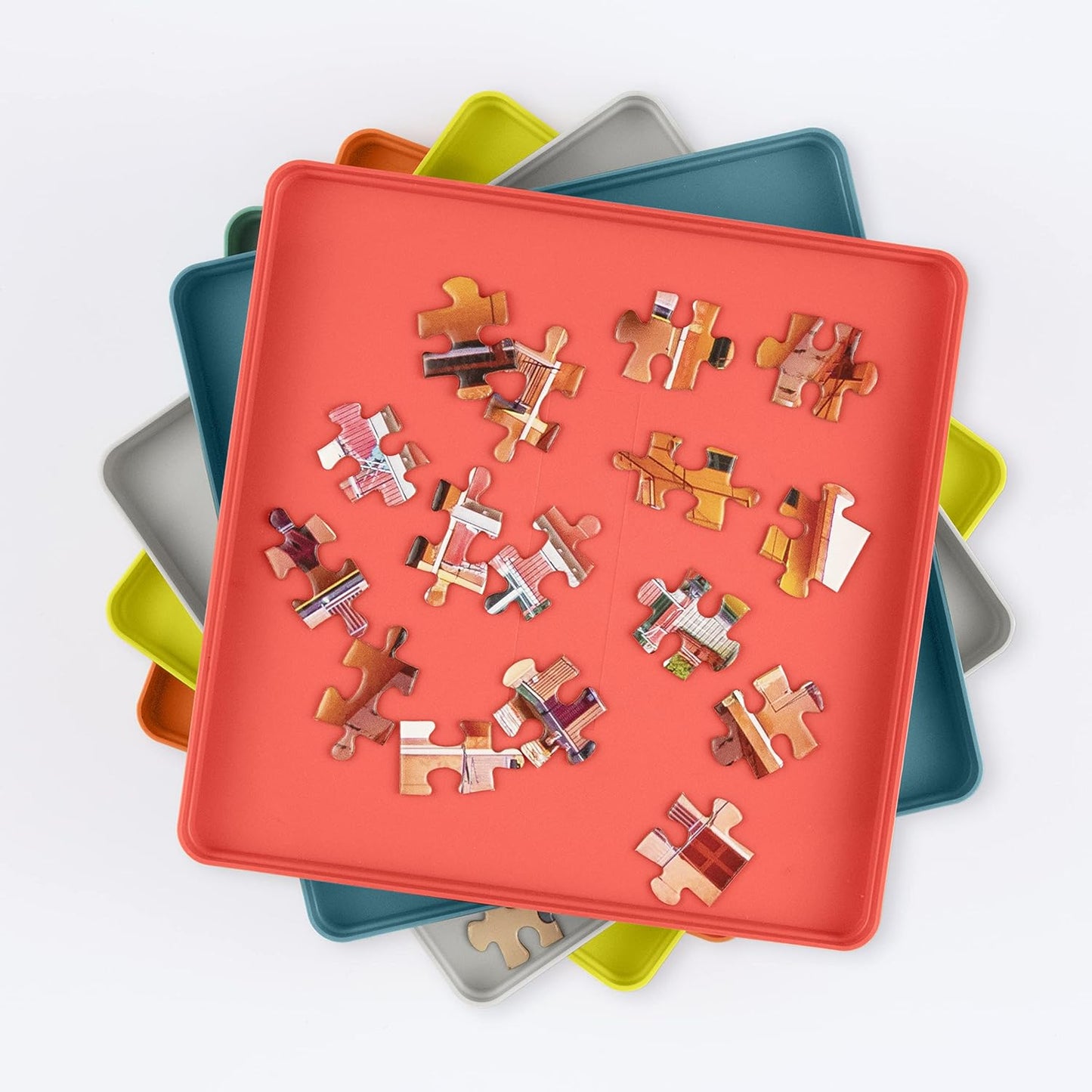 Stackable Puzzle Piece Trays