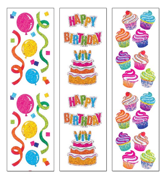 Birthday Yay! Prismatic Stickers, Set of 3