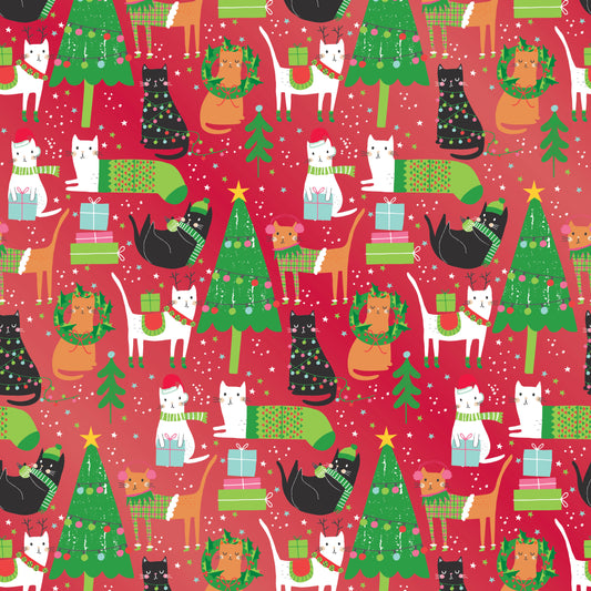 Frolicking Felines Holiday Jumbo Gift Wrap, 2 Rolls