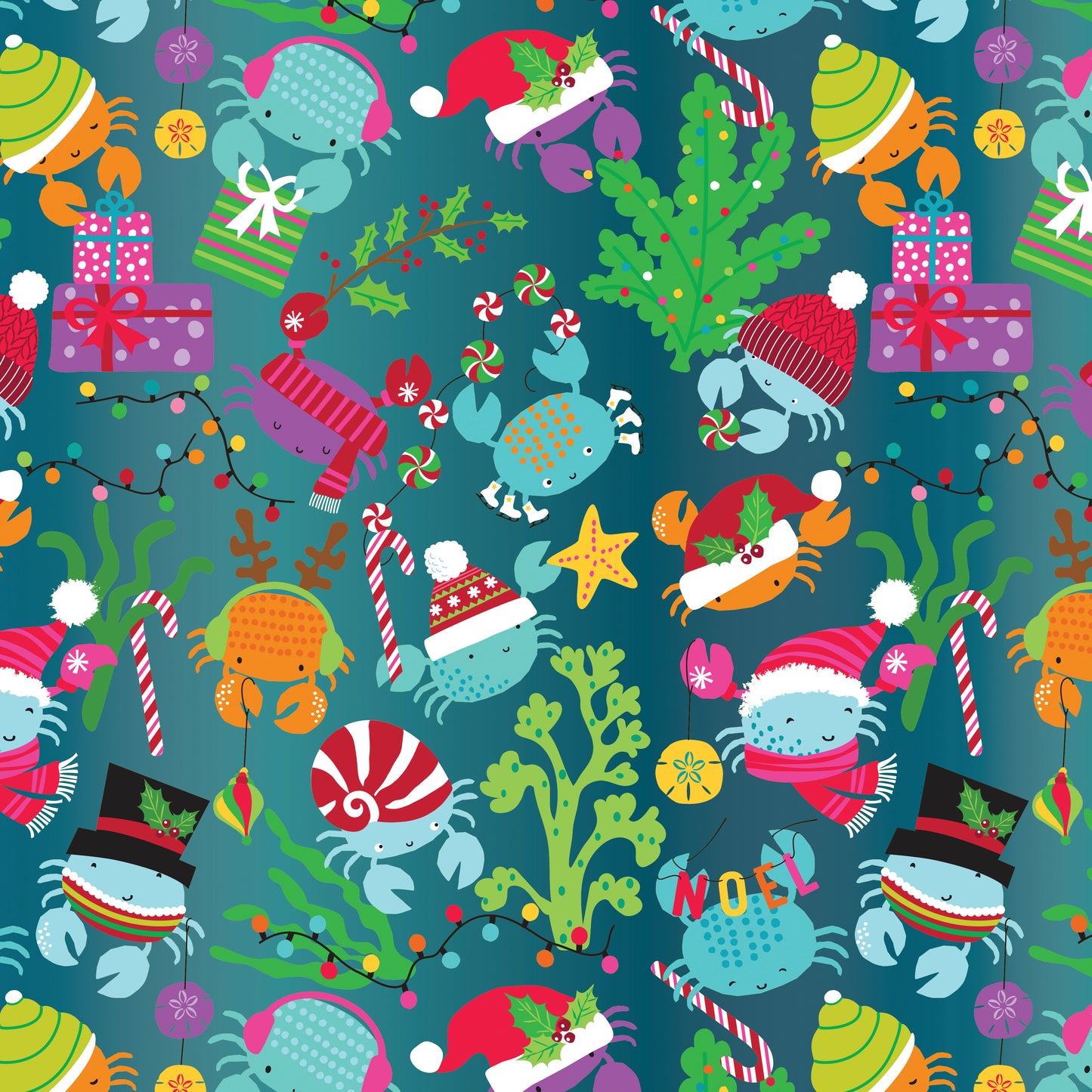 Crabby for Christmas Holiday Jumbo Gift Wrap, 2 Rolls