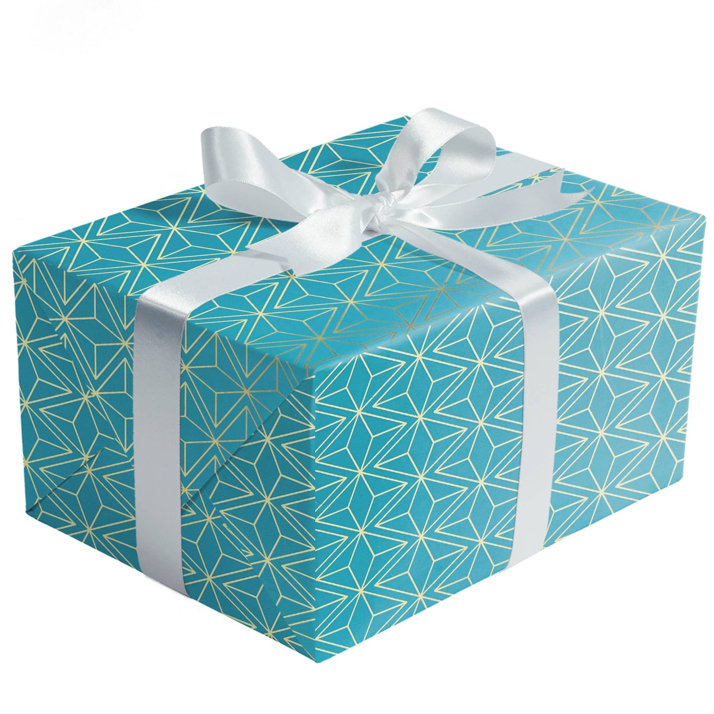 Gold Aqua Geometric Gift Wrap, 2 Rolls