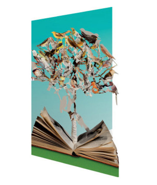 Literary Bird Book Tree Lasercut Blank Card