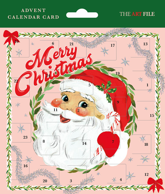 Retro Santa Holiday Advent Calendar Card