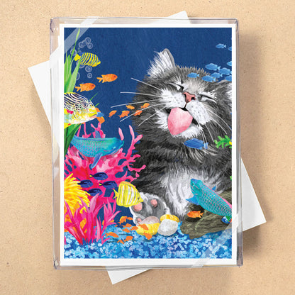 Cat Gone Fishing Birthday Card