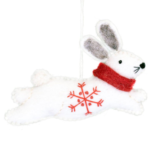 Snowflake Bunny Felted Ornament