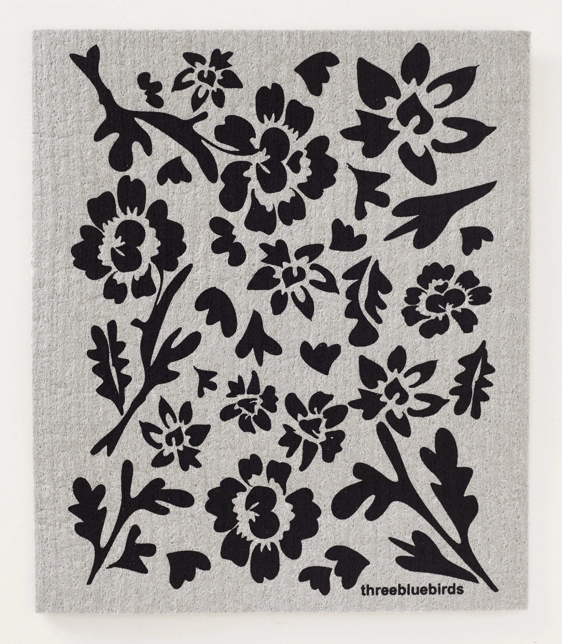 Black and White Floral // Swedish Dishcloth // Reusable Paper