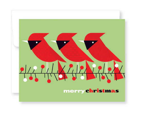 Three Cardinals Christmas Card