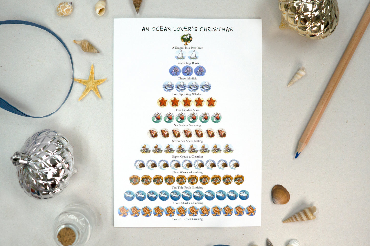 Ocean Lover's Christmas 12-Days Holiday Card