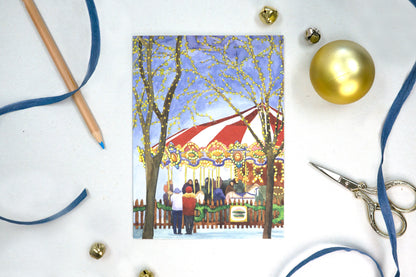 Wintertime Carousel Holiday Card