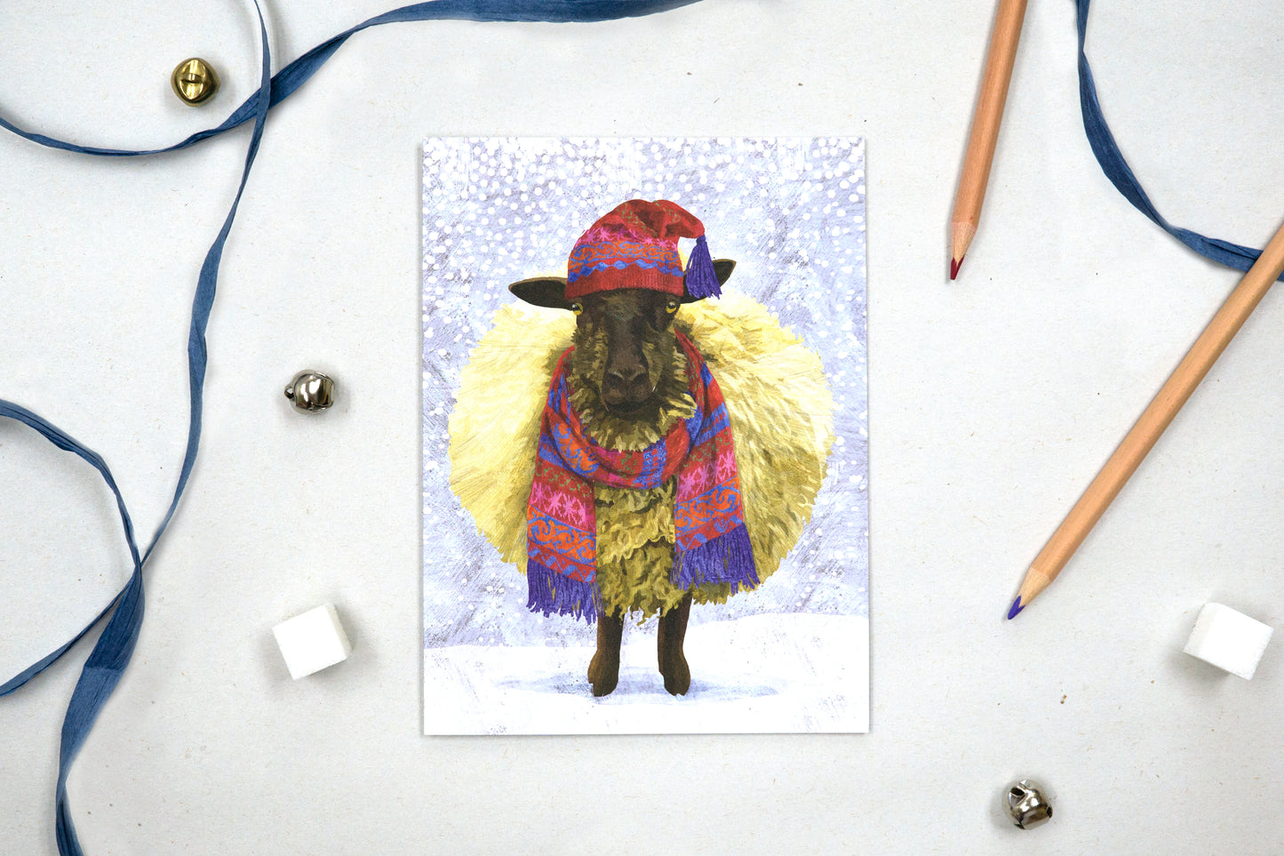 Cozy Winter Sheep  Holiday Card