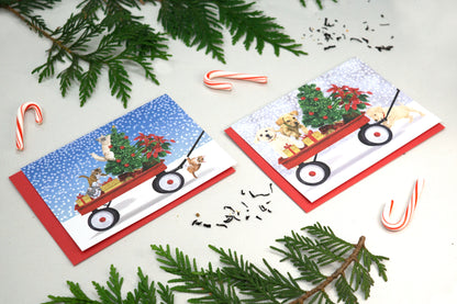 Winter Wagon Kittens Holiday Card