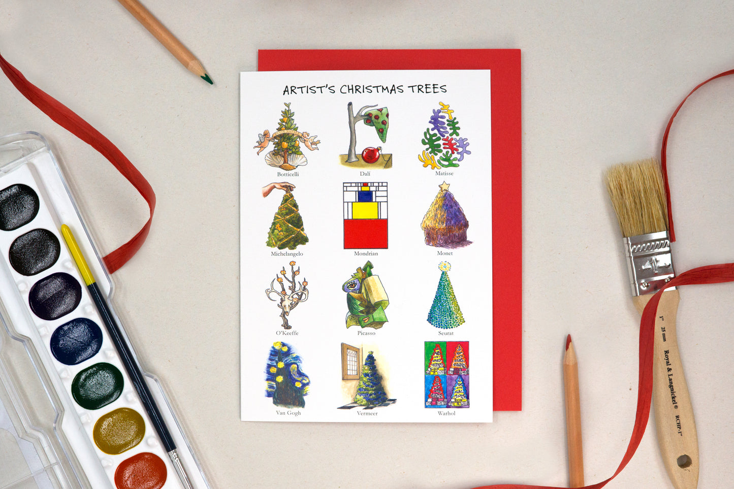 Artist Christmas Trees Holiday Card