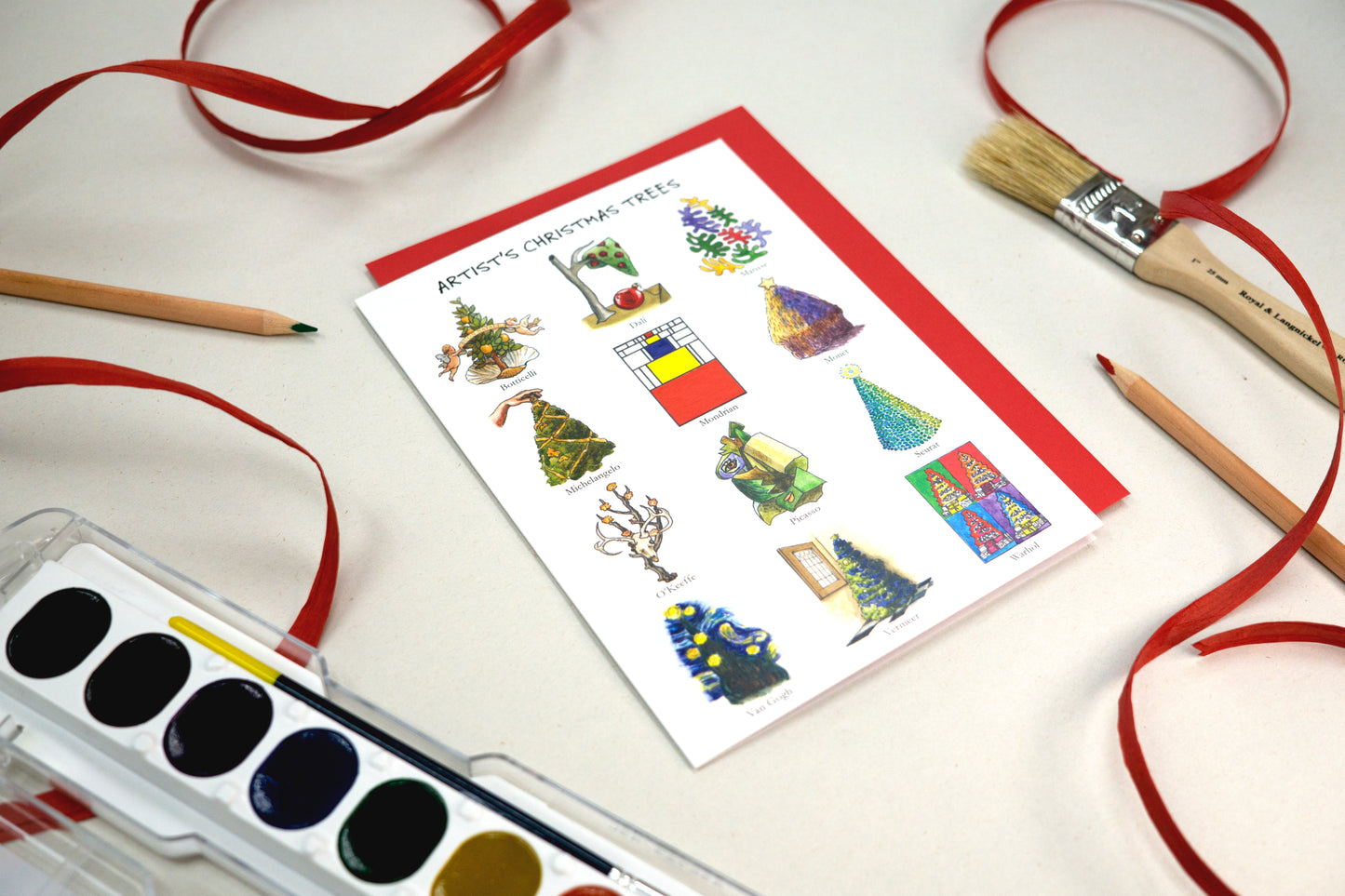 Artist Christmas Trees Holiday Card