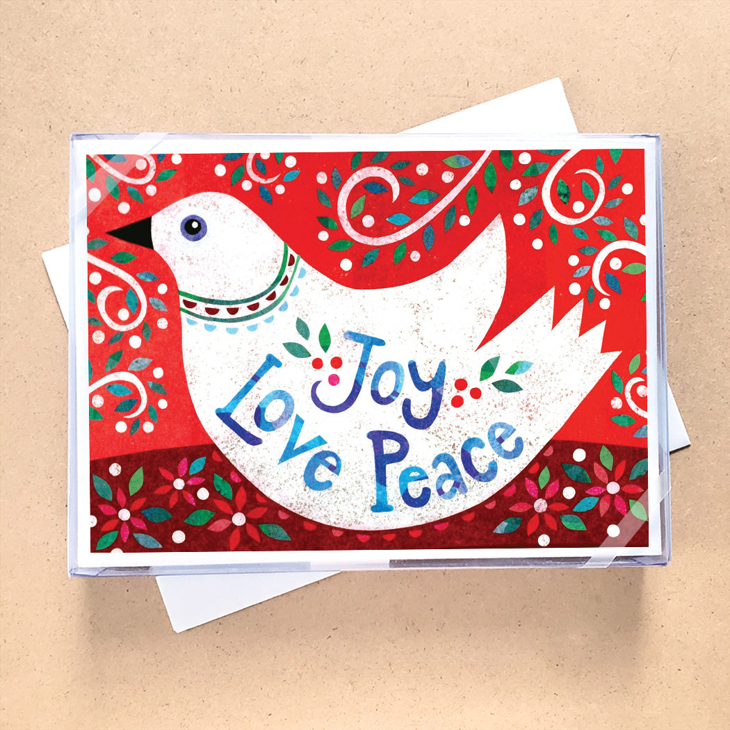 HOLIDAY POSTCARD SET - set of 60 peace joy love postcards, wishing you a  very happy holiday postcard set, Kraft Paper Christmas Postcards