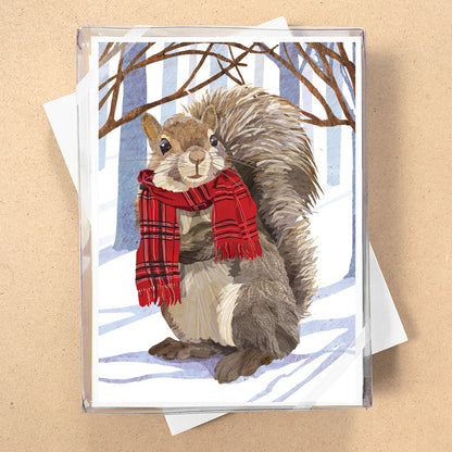 Winter Squirrel in Scarf Holiday Card