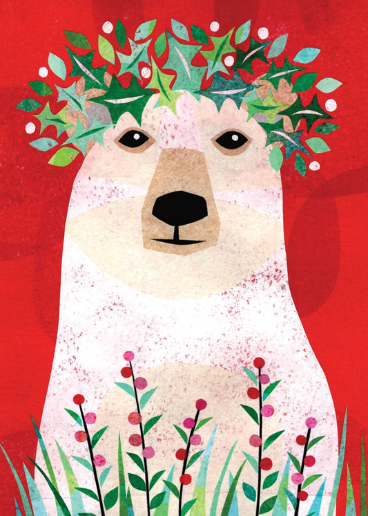 Flower Polar Bear Holiday Cards