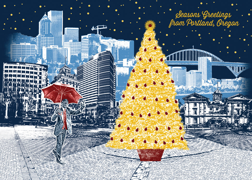 Portland Oregon Urban Foil Holiday Cards