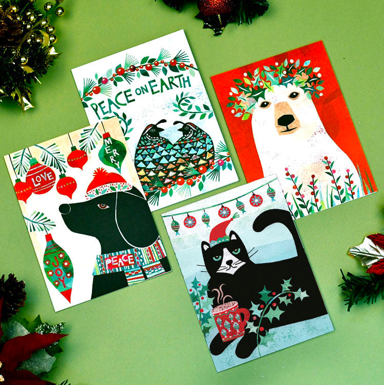 Flower Polar Bear Holiday Cards