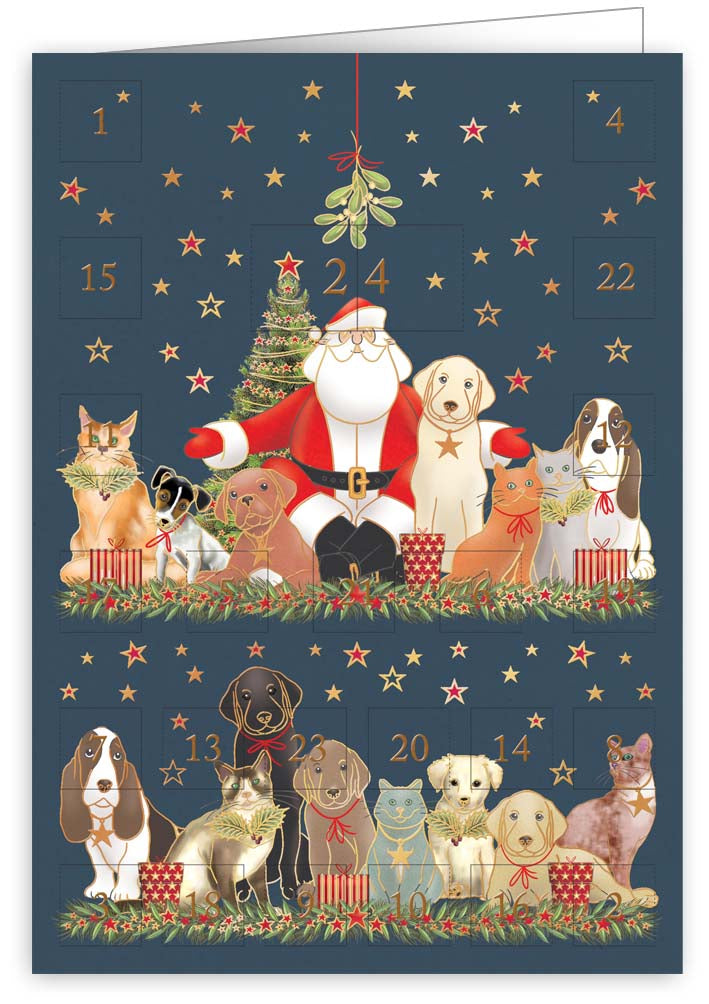 Santa and Friends Advent Calendar Card