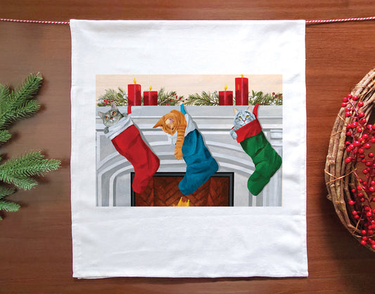 Stocking Cats Holiday Kitchen Towel