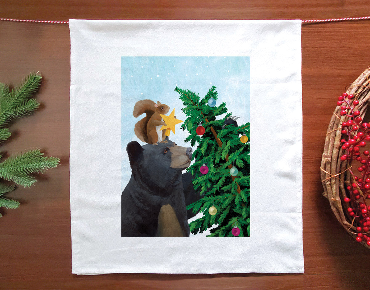 Bear & Squirrel Holiday Kitchen Towel