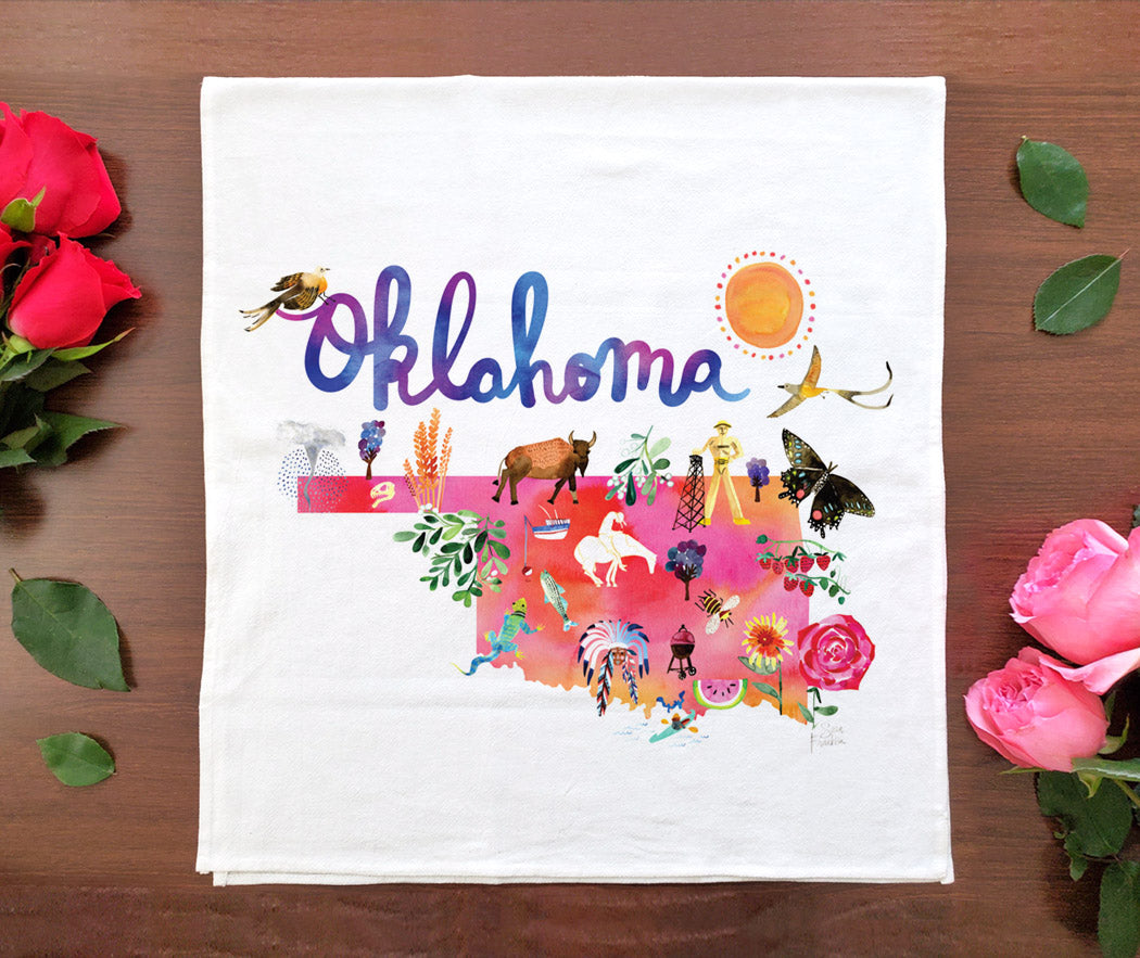 Watercolor USA: Oklahoma Towel