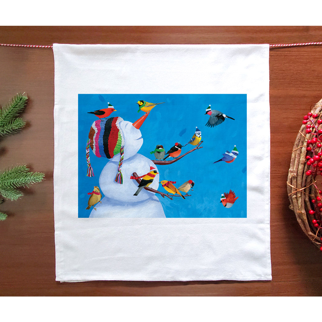 Birdies and Snowman Holiday Towel
