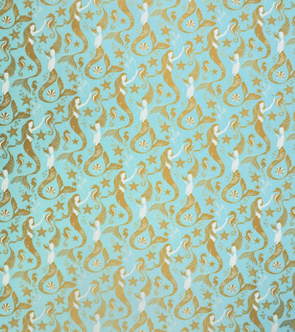 Gold Mermaids and Seahorses Gift Wrap, 2 Rolls