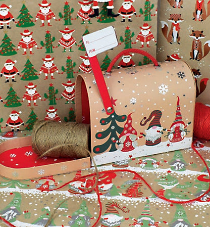 Holiday Gnomes Luxury Gift Wrap, 2 Rolls/4 Sheets