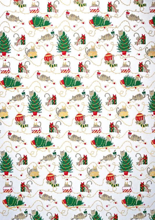 Cats Christmas Holiday Gift Wrap, 2 Rolls