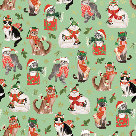 Frolicking Felines Holiday Gift Wrap, 2 Rolls