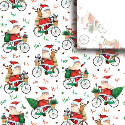 Santa Bicycle Holiday Tissue Paper