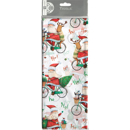 Santa Bicycle Holiday Tissue Paper