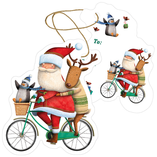 Santa Bicycle Holiday Gift Tag